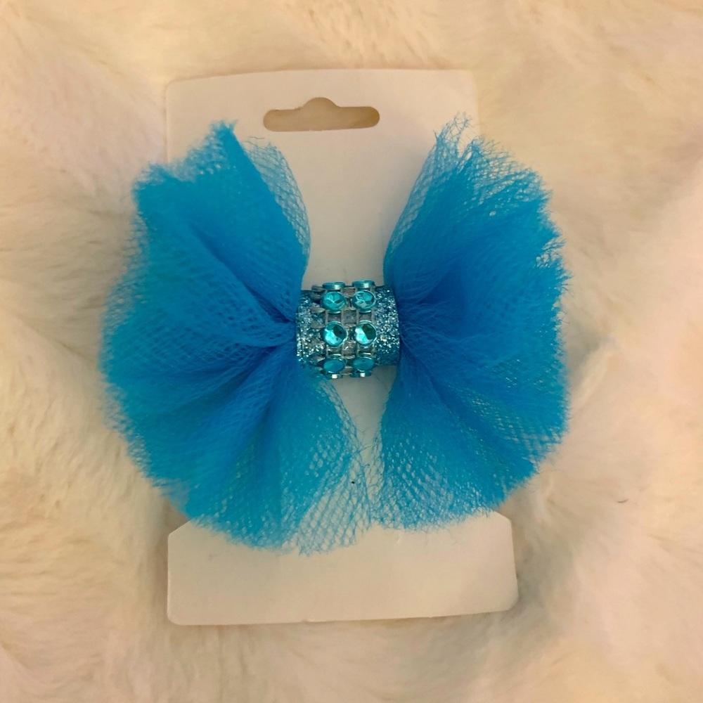 Turquoise blue tulle Hair Bow